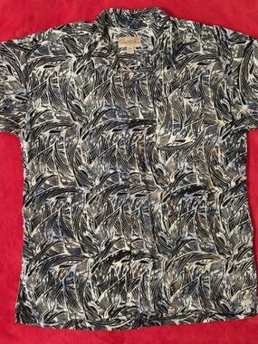 Santiki Hawaiian Shirt Size XXL Es Lo Que Es Palms Leaves Aloha Tiki Beach